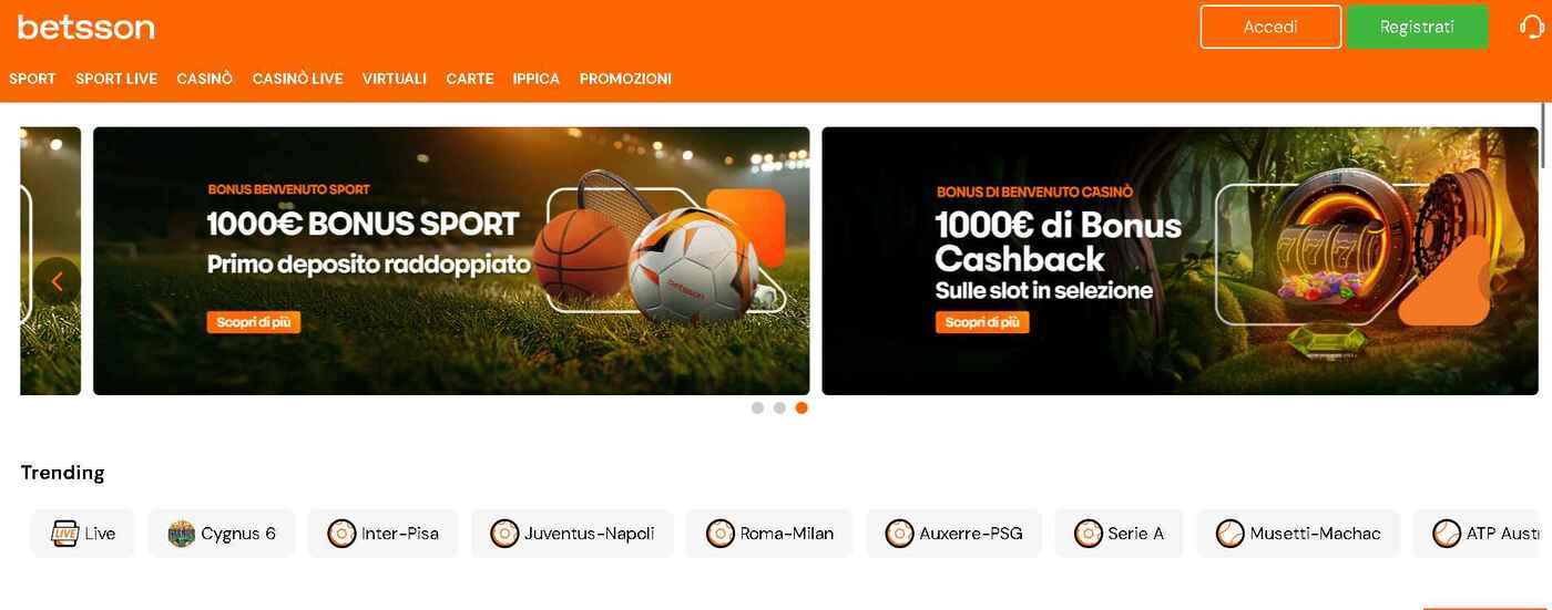 Screenshot Betsson