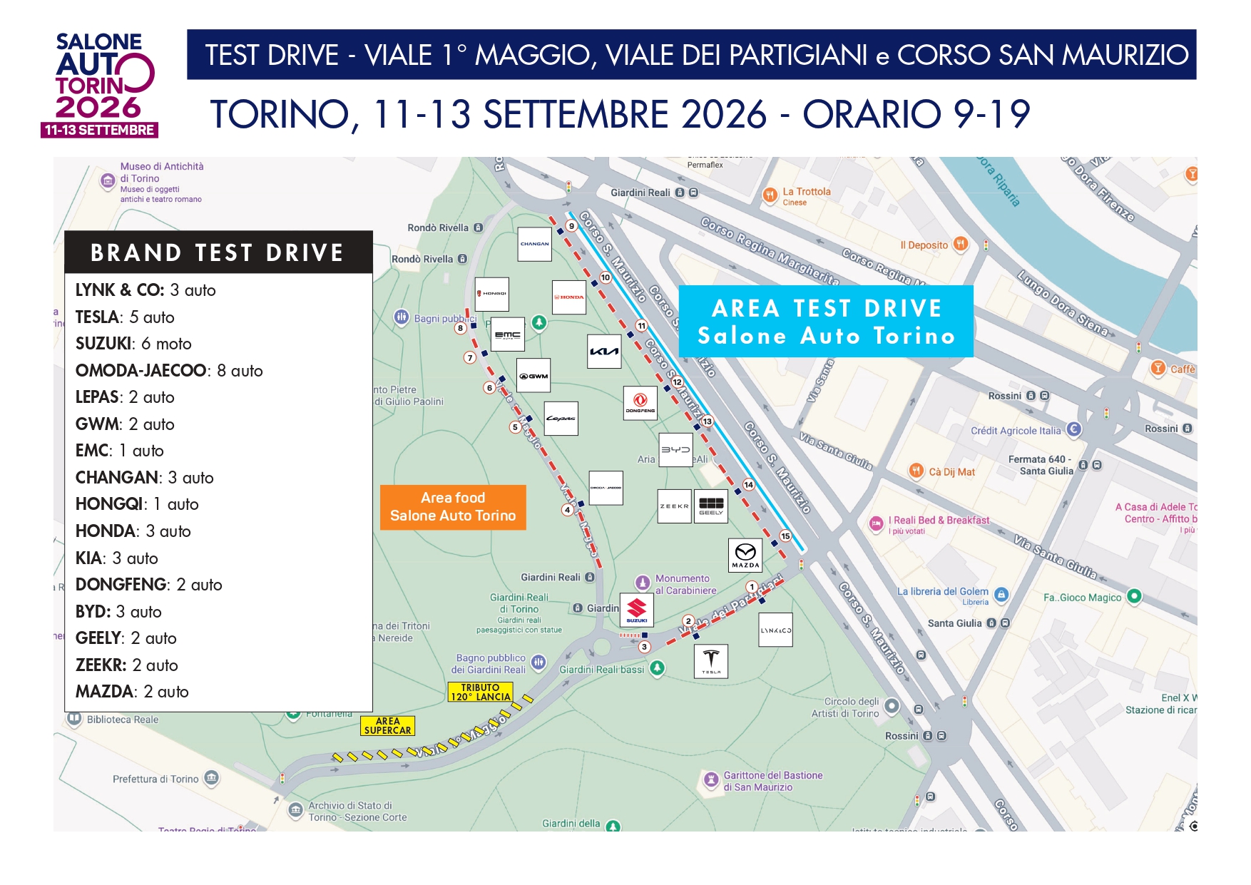 La mappa dell'area Test Drive di Salone Auto Torino 2026.