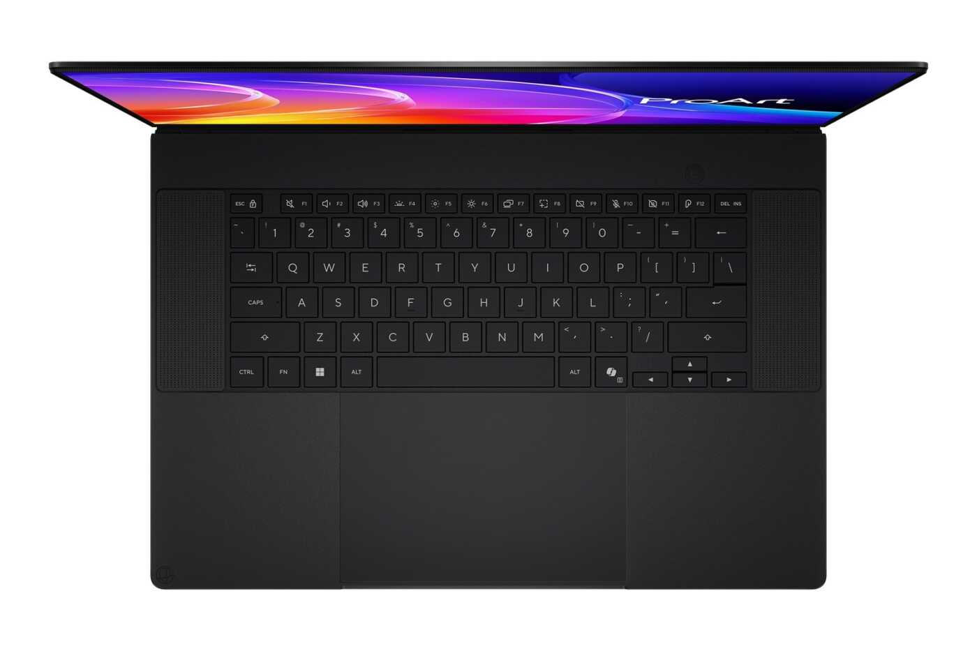 Tastiera e touchpad del portatile ASUS ProArt P16 visti dall alto